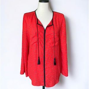 Libby Edelman polyester red blouse with a bee pattern, SZ L